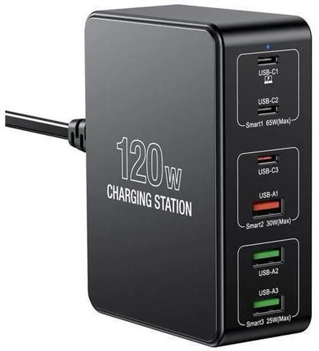 Main image of USB C Charging Station,120W Multiport USB Charging Station, 6 Ports Multi USB Charger Station, Charging Station for Multiple Devices, USB Charging Hub Compatible with Ma-c-B-ook, Laptop,Smartphones..