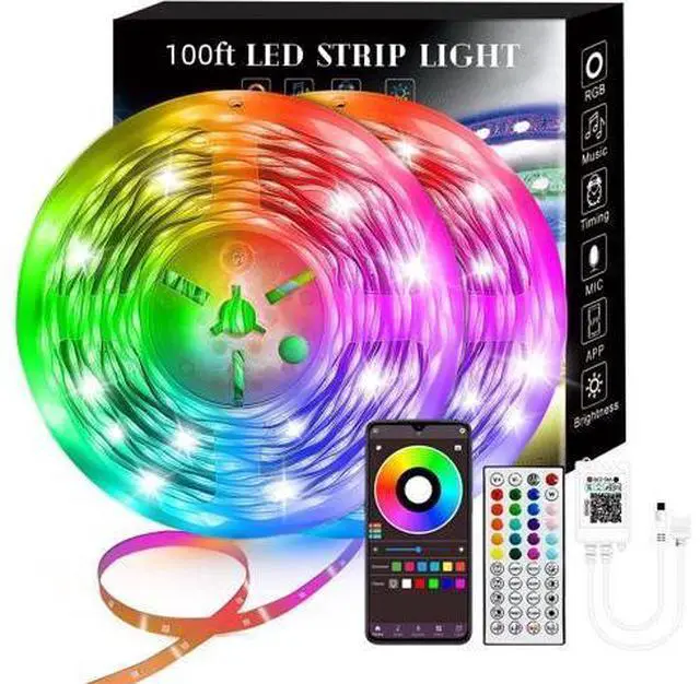Main image of 100FT Smart LED Strip Lights (2 Rolls of 50ft), LED RGB Strip Lights Sync to Music with 40 Key Remote Controller LED Lights for Bedroom,Christmas Lights decration (Multi-Colored, 100FT)