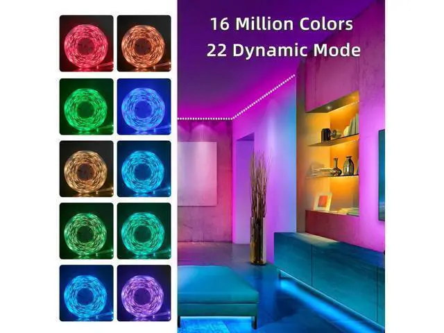 Alt view image 3 of 7 - 100FT Smart LED Strip Lights (2 Rolls of 50ft), LED RGB Strip Lights Sync to Music with 40 Key Remote Controller LED Lights for Bedroom,Christmas Lights decration (Multi-Colored, 100FT)