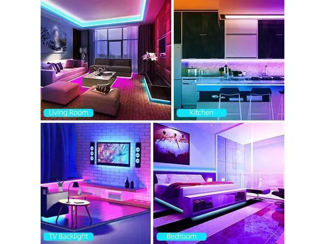 Alt view image 4 of 7 - 100FT Smart LED Strip Lights (2 Rolls of 50ft), LED RGB Strip Lights Sync to Music with 40 Key Remote Controller LED Lights for Bedroom,Christmas Lights decration (Multi-Colored, 100FT)