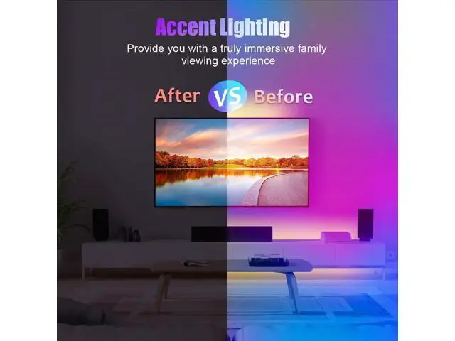 Alt view image 7 of 7 - 100FT Smart LED Strip Lights (2 Rolls of 50ft), LED RGB Strip Lights Sync to Music with 40 Key Remote Controller LED Lights for Bedroom,Christmas Lights decration (Multi-Colored, 100FT)