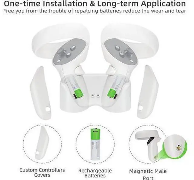 Alt view image 2 of 7 - Charging Dock for Oculus Quest 2, Magnetic Controller & Headest Display Charger, High Speed, Controller Mount Station with 2 Rechergeable Batteries, Battery Cover and USB-C Charger Cable