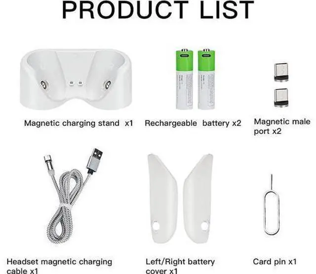 Alt view image 7 of 7 - Charging Dock for Oculus Quest 2, Magnetic Controller & Headest Display Charger, High Speed, Controller Mount Station with 2 Rechergeable Batteries, Battery Cover and USB-C Charger Cable
