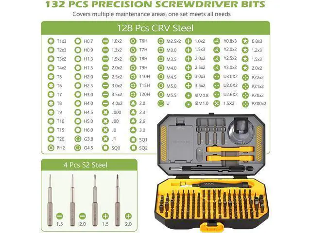 Alt view image 2 of 7 - PC Repair Tools Screwdriver Set, 145 in 1 Precision Screwdriver Set with 132 Screwdriver Bits, Magnetic Repair Tool Kit with Portable Case for Smartphones, MacBooks, Laptops, Watches