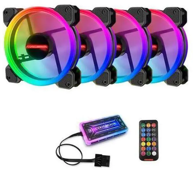 Main image of Computer Case PC Cooling Fan RGB Adjust 120mm Quiet + IR Remote New Computer Cooler RGB CPU Case Fan Four In One