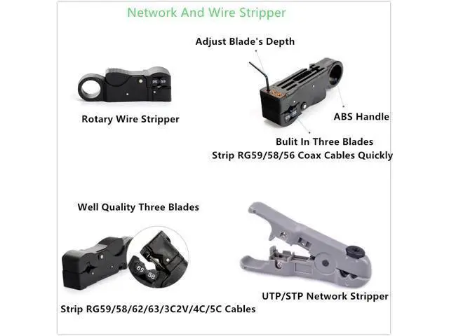 Alt view image 3 of 7 - Network Cable Repair Maintenance Tool Kit Set 11 in 1 Portable Phone Cable Crimper 8P8C 4P4C 6P6C Connectors RJ45 RJ11 Cat5 Cat6 Cable Tester