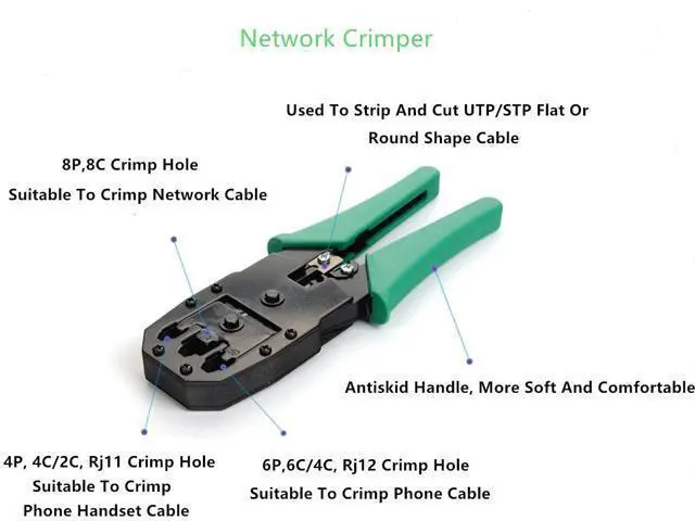 Alt view image 2 of 7 - Network Cable Repair Maintenance Tool Kit Set 11 in 1 Portable Phone Cable Crimper 8P8C 4P4C 6P6C Connectors RJ45 RJ11 Cat5 Cat6 Cable Tester