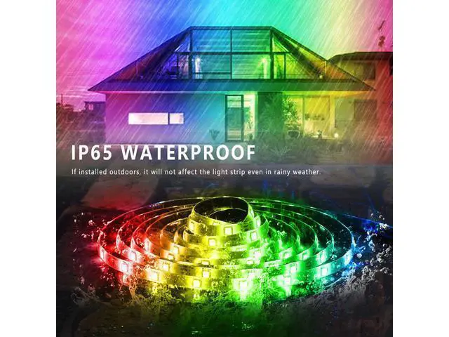 Alt view image 5 of 7 - LED Strip Lights RGB Strips 32.8ft/10M Tape Light 300 LEDs SMD5050 Waterproof Music Sync Color Changing + Bluetooth Controller + 24Key Remote Control Decoration for Home TV Party - APP Controlled