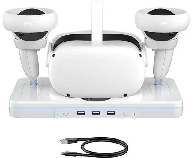 Main image of VR Charging Dock for Oculus Quest 2, Charging Stand for Meta Quest 2, VR Accessories Charging Station Charge Headset Controller with USB-C Cable Support Colorful Lights