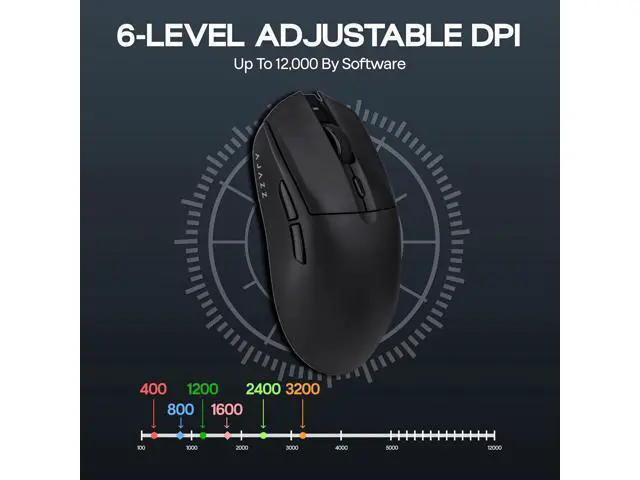 Alt view image 6 of 7 - AJ139 V2 MC Gaming Mouse with Charging Base, Adjustable 12,000 DPI, PAW3311 Sensor, 3 Modes Wireless Mouse, 500mAh Battery, 1000 Polling Rate, 66g Lightweight, Gaming Mice for Win/Mac (Black)