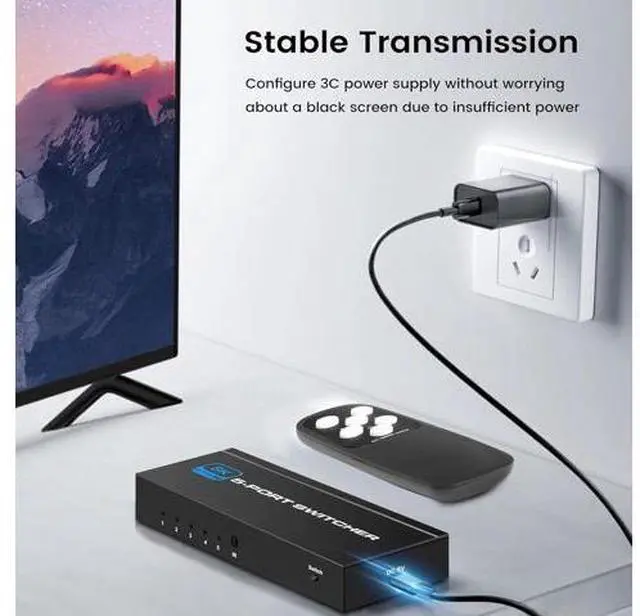 Alt view image 5 of 7 - Hitoor HDMI 2.1 Switch, 5-Port HDMI 8K Switch with Remote Supports 4K@120Hz, 8K@60Hz Auto CEC 3D HDCP2.3, Ultra HD HDMI Switcher Splitter Compatible with PS5/4/3, Xbox,roku, Fire Stick, TV,Projectors