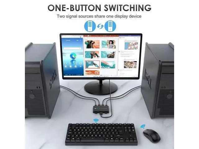 Alt view image 4 of 6 - KVM Switch HDMI, Upgraded USB 3.0 and HDMI KVM Switch for 2 Computers Share Keyboard Mouse Printer to One HD Monitor, Supports 4K @60Hz, 2 HDMI Cables and 2 USB Cables Included
