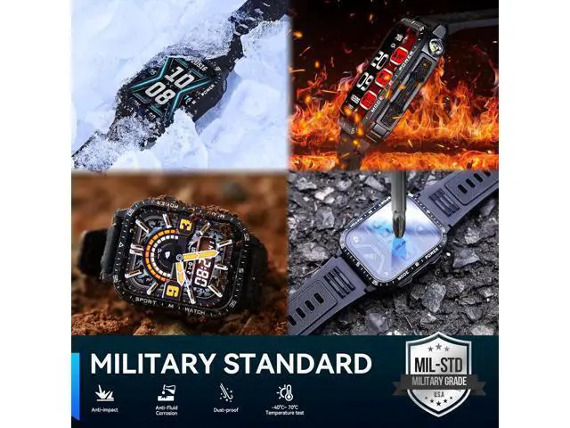 Alt view image 3 of 7 - Hitoor Military Smart Watch for Men with LED Flashlight Watch 2.0'' Big Screen Tactical Smartwatch 430mAh Big Battery Fitness Tracker with Heart Rate Sleep Monitor Make Calls for IOS Android Phones