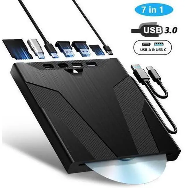 Main image of Hitoor 8 in 1 External CD/DVD Drive for Laptops, Slot-Loading Portable CD Reader for Laptop, CDs Drive External USB 3.0 & Type C CD DVD Drive Externals CD Burner Compatible with PC Windows Linux MacOS