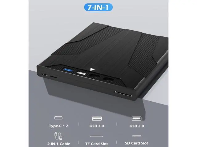 Alt view image 4 of 7 - Hitoor 8 in 1 External CD/DVD Drive for Laptops, Slot-Loading Portable CD Reader for Laptop, CDs Drive External USB 3.0 & Type C CD DVD Drive Externals CD Burner Compatible with PC Windows Linux MacOS