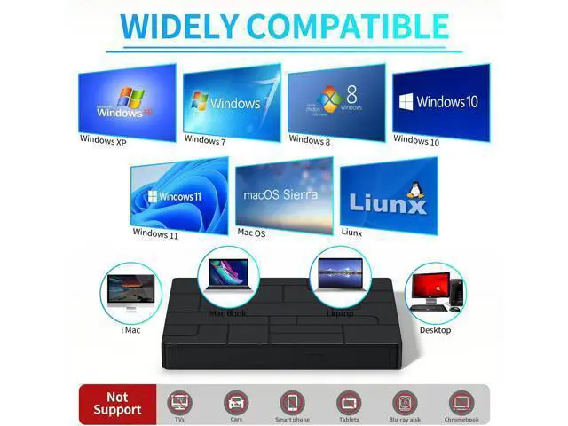 Alt view image 4 of 7 - Hitoor External CD/DVD Drive for Laptop, 7-IN-1 USB 3.0 Slim Portable DVD Player, CD ROM Burner, Writer, External Optical Disk Drive Compatible with Laptop Desktop PC Windows Mac Linux OS