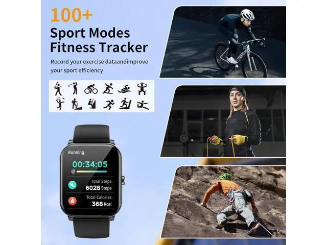 Alt view image 5 of 7 - Hitoor Smart Watch, 1.85"HD Smartwatches for Men, (Answer/Make Calls), Fitness Tracker with 120+ Sport Modes, IP68 Waterproof Fitness Watch, Heart Rate, Sleep, SpO2 Monitor, Smartwatch for Android IOS