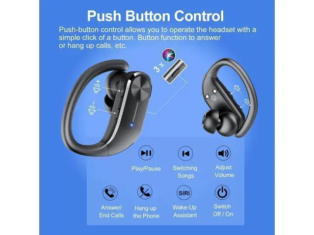 Alt view image 7 of 7 - Hitoor Ear buds Wireless Bluetooth Earbuds, Sport Bluetooth 5.3 Headphones with LED Display , 68H Playtime, Powerful Bass Over Ear Earphones with Earhooks IP8 Waterproof for Gym/Running/Workout