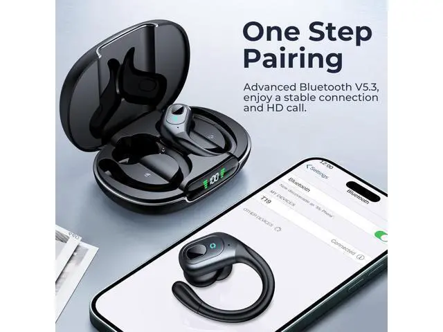Alt view image 5 of 6 - Hitoor Wireless Earbuds, Bluetooth Headphones 90Hrs Playtime with IPX7 Sweatproof Sport Over Ear Buds with Noise Canceling Mic, Deep Bass in Ear Earphones for Workout Exercise Gym TV Phones Laptops
