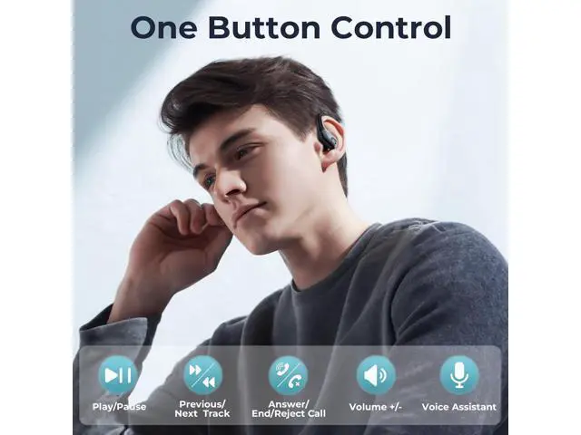 Alt view image 6 of 6 - Hitoor Wireless Earbuds, Bluetooth Headphones 90Hrs Playtime with IPX7 Sweatproof Sport Over Ear Buds with Noise Canceling Mic, Deep Bass in Ear Earphones for Workout Exercise Gym TV Phones Laptops