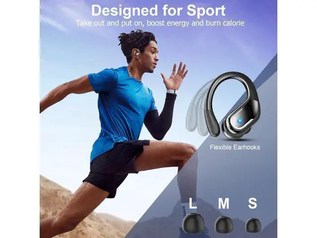 Alt view image 5 of 7 - Hitoor Wireless Earbuds, 75Hrs Bluetooth 5.4 Headphones, Bluetooth Earbuds with ENC Noise Canceling Mic, Bass Stereo Wireless Earphones, IP7 Waterproof Over Ear Buds with Earhooks for Running/Workout