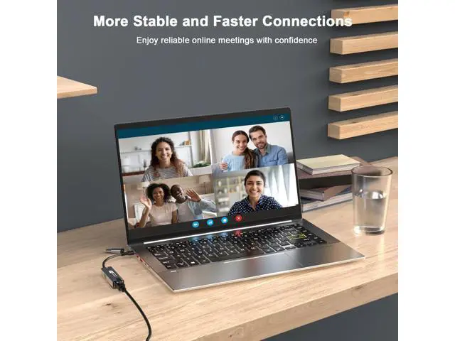 Alt view image 4 of 7 - Hitoor USB C to Ethernet Adapter 5Gbps, 2-in-1 USB to 5Gbps Ethernet Cable, 5000Mbps Type C to RJ45 Network LAN Internet Converter, Aluminum Case Compatible for i-Phone 16 15 Pro Max, MacBook Pro/Air