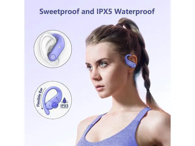 Alt view image 6 of 6 - True Wireless Earbuds, Bluetooth Headphones 130H Playback 4 Mics Clear Call Waterproof Sport Wireless Headset, 2200mAh Charging Case in-Ear Ear Buds Earphones with Earhooks for Sports Running Workout