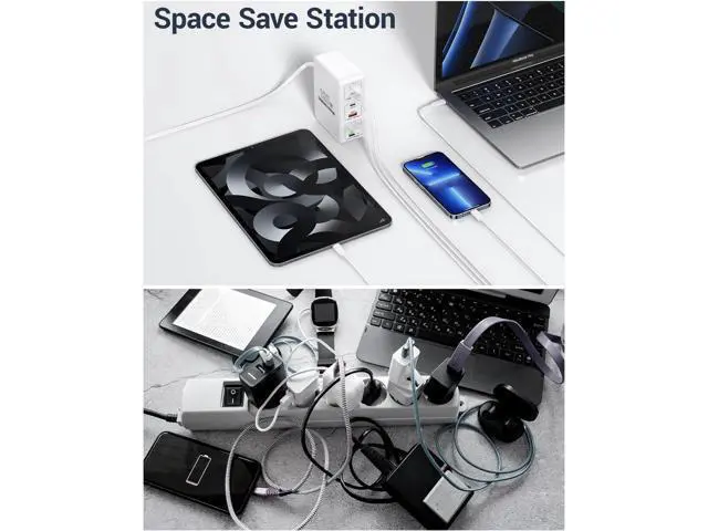 Alt view image 7 of 7 - 120W USB C Charging Station, Multiport USB Charging Station, Multi USB Charger Station, 6 Ports USB Charging Station for Multiple Devices, USB Charging Hub Compatible with MacBook, Laptop, Smartphones