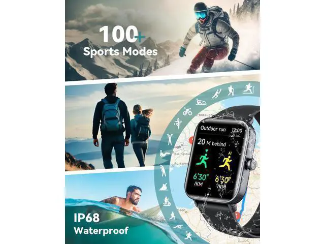 Alt view image 4 of 7 - Hitoor Smartwatch for Men Women, Alexa Built-in, 1.8" Fitness Tracker, IP68 Waterproof Smartwatch for IOS Android Phones with Bluetooth Call (Answer/Make), Heart Rate/SpO2/Sleep Monitor/Pedometer