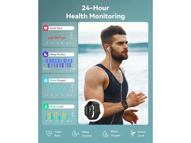 Alt view image 5 of 7 - Hitoor Smartwatch for Men Women, Alexa Built-in, 1.8" Fitness Tracker, IP68 Waterproof Smartwatch for IOS Android Phones with Bluetooth Call (Answer/Make), Heart Rate/SpO2/Sleep Monitor/Pedometer