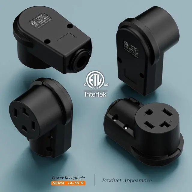 Alt view image 3 of 7 - (2PACK) NEMA 14-30R Plug,14-30 30A/125/250V Female Connector, (ETL Certified) 30Amp 125/250Volt Cord End Socket, Female 30A Dryer Receptacle, Heavy Duty, Black.