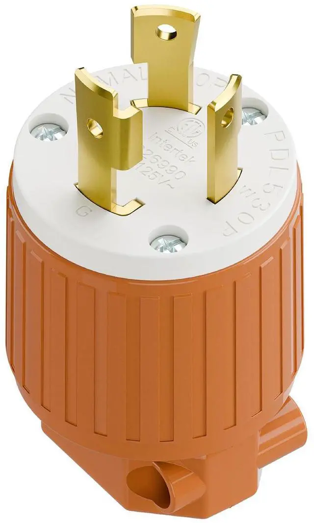 Main image of NEMA L5-30P Locking Plug (ETL Listed) Twist Lock L5-30P 30Amp 125Volt AC Connector, Industrial Grade Lock in Male 30A/125V Plugs, Heavy Duty 125V,30A, 3750Watt Orange
