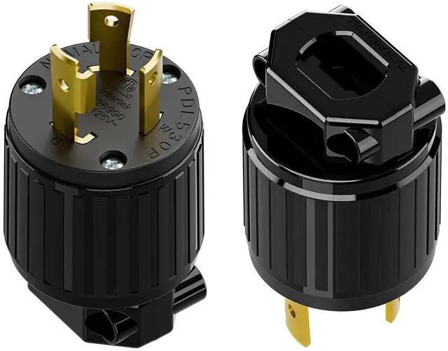 Main image of (2PACK) NEMA L5-30P Locking Plug (ETL Listed) Twist Lock L5-30P 30Amp 125Volt AC Connector, Industrial Grade Lock in Male 30A/125V Plugs, Heavy Duty 125V,30A, 3750Watt Black