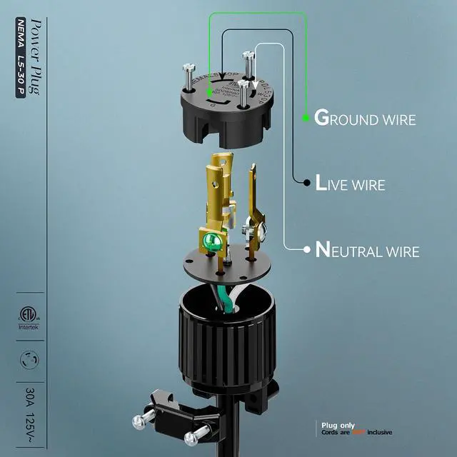 Alt view image 4 of 7 - (2PACK) NEMA L5-30P Locking Plug (ETL Listed) Twist Lock L5-30P 30Amp 125Volt AC Connector, Industrial Grade Lock in Male 30A/125V Plugs, Heavy Duty 125V,30A, 3750Watt Black