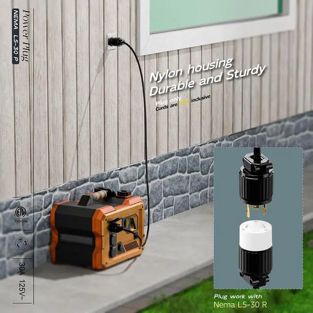 Alt view image 5 of 7 - (2PACK) NEMA L5-30P Locking Plug (ETL Listed) Twist Lock L5-30P 30Amp 125Volt AC Connector, Industrial Grade Lock in Male 30A/125V Plugs, Heavy Duty 125V,30A, 3750Watt Black