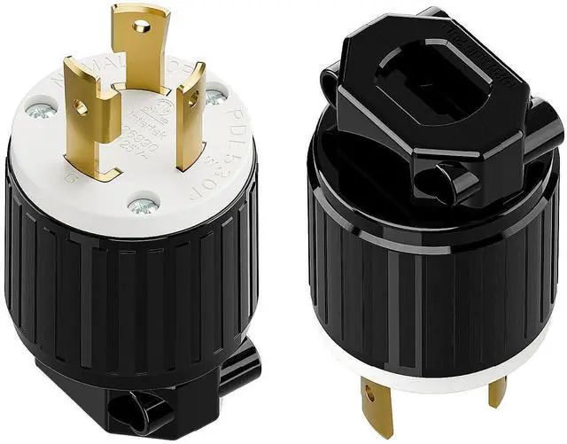 Main image of (2PACK) NEMA L5-30P Locking Plug (ETL Listed) Twist Lock L5-30P 30Amp 125Volt AC Connector, Industrial Grade Lock in Male 30A/125V Plugs, Heavy Duty 125V,30A, 3750Watt Black/White