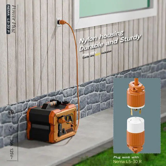 Alt view image 5 of 7 - NEMA L5-30P Locking Plug (ETL Listed) Twist Lock L5-30P 30Amp 125Volt AC Connector, Industrial Grade Lock in Male 30A/125V Plugs, Heavy Duty 125V,30A, 3750Watt Orange