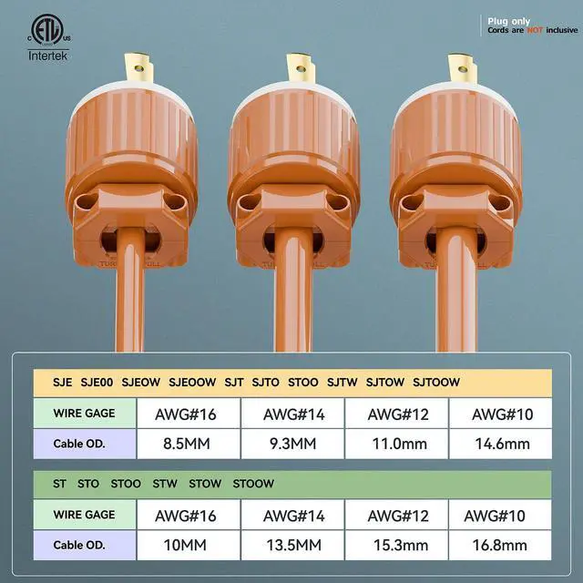 Alt view image 6 of 7 - NEMA L5-30P Locking Plug (ETL Listed) Twist Lock L5-30P 30Amp 125Volt AC Connector, Industrial Grade Lock in Male 30A/125V Plugs, Heavy Duty 125V,30A, 3750Watt Orange
