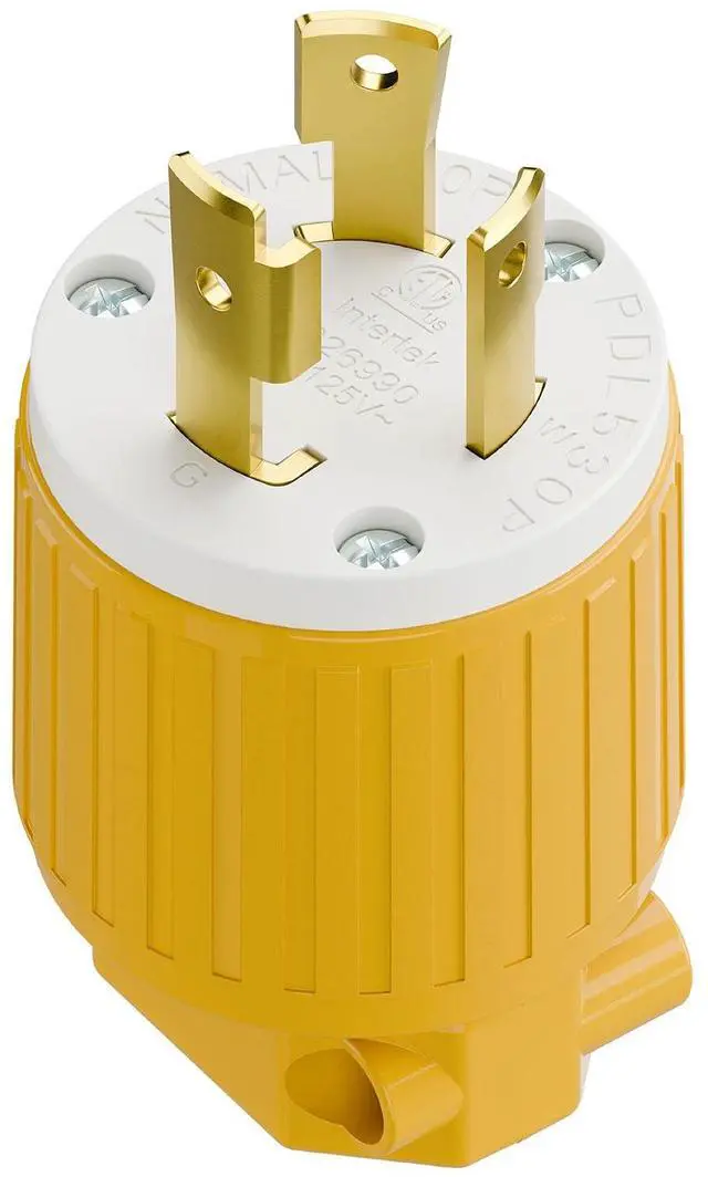 Main image of NEMA L5-30P Locking Plug (ETL Listed) Twist Lock L5-30P 30Amp 125Volt AC Connector, Industrial Grade Lock in Male 30A/125V Plugs, Heavy Duty 125V,30A, 3750Watt Yellow