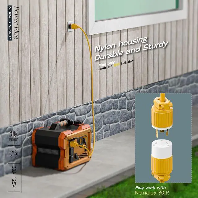 Alt view image 5 of 7 - (2PACK) NEMA L5-30P Locking Plug (ETL Listed) Twist Lock L5-30P 30Amp 125Volt AC Connector, Industrial Grade Lock in Male 30A/125V Plugs, Heavy Duty 125V,30A, 3750Watt Yellow