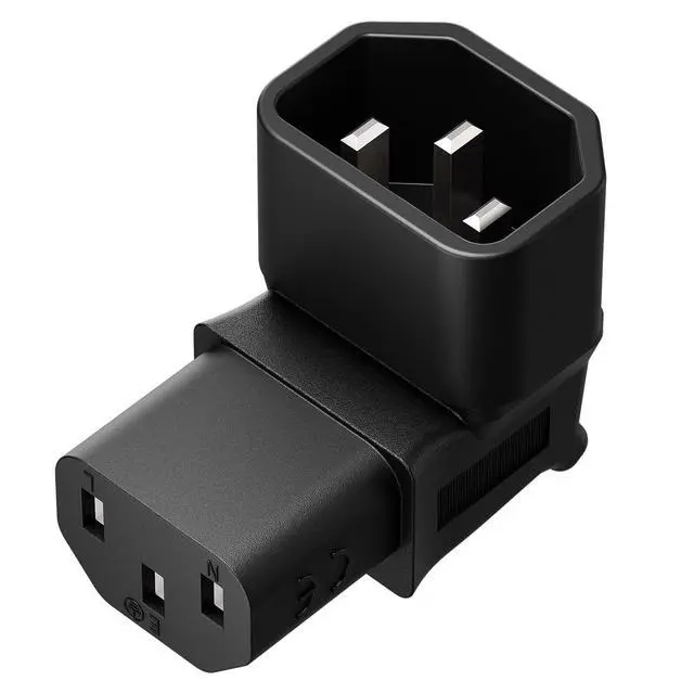 Alt view image 5 of 7 - IEC 320 C14 to C13 Power Adapter PDU Plug/Socket Down 90 Degree Wall-Mounted LCD TV AC Connector IEC 3Pole Male to Female 90Degree Down Angle AC Converter