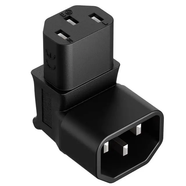 Alt view image 6 of 7 - IEC 320 C14 to C13 Power Adapter PDU Plug/Socket Down 90 Degree Wall-Mounted LCD TV AC Connector IEC 3Pole Male to Female 90Degree Down Angle AC Converter
