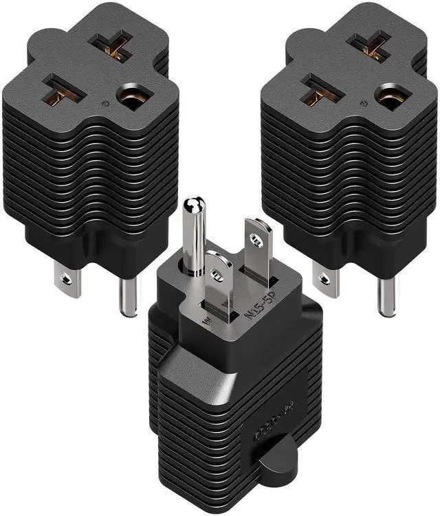 Main image of 3 Pack 4-in-1 5-15P to 5-15R, 5-20R, 6-15R, 6-20R T Blade Adapter | 15 Amp to 20 Amp Household AC Plug, 4 in 1 15A 125V to 20A 250V AC Power Adapter