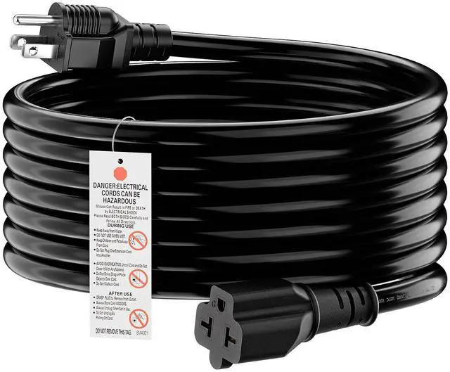 Main image of NEMA 5-15P to 5-15R/ 5-20R/ 6-15R/ 6-20R AC Adapter, 15FT | 12AWG 15 Amp Household AC Plug to 20 Amp T Blade Adapter Cable, 15A 125V to 20A 250V Extension Cable, 15 FT, Black