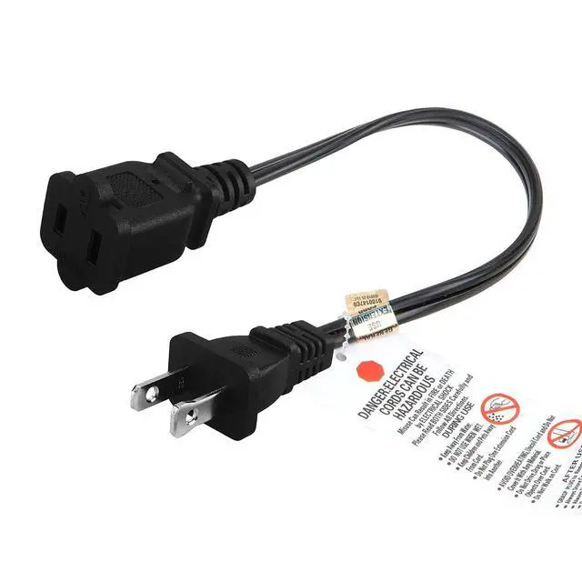 Alt view image 4 of 5 - 1FT Short Polarized US 2 Prong Male-Female Extension Power Cord | 2 Outlet Extension Cable Cord US AC 2-Prong Male/Female Power cable10A/125V, Nema 1-15P to 1-15R Cable Polarity