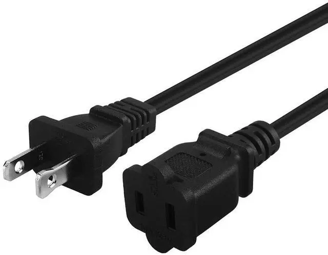 Main image of 15-Feet Long Polarized US 2 Prong Male-Female Extension Power Cord Cable | 16AWG 2 Outlet Extension Cable Cord US AC 2-Prong Male/Female Power cable 10A/125V, Nema 1-15P to 1-15R Cable Polarized