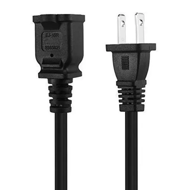 Alt view image 4 of 5 - 6FT Polarized US 2-Prong Male-Female Extension Power Cord | 2 Outlet Extension Cable Cord US AC 2-Prong Male/Female Power cable10A/125V, Nema 1-15P to 1-15R Cable Polarity, 1.8M