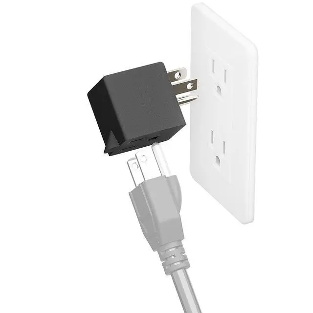 Alt view image 3 of 7 - 90 Degree NEMA 5-15P to 5-15R Adapter, Plugrand Angled 3Prong Power Plug | ETL Listed Right Angle USA 3-Prong Male to Female Adapter, 90 Degree 5-15P Space Save Converter Black PA-0170R45