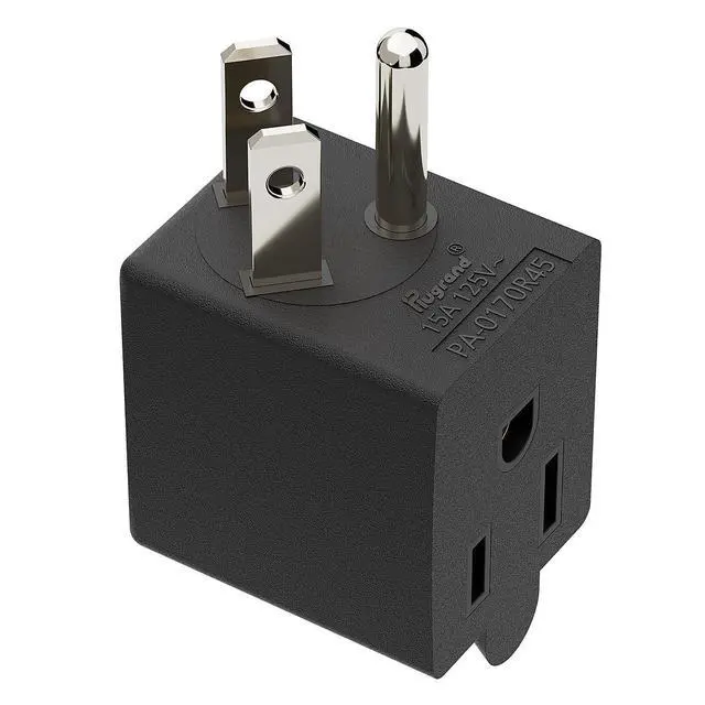 Alt view image 6 of 7 - 90 Degree NEMA 5-15P to 5-15R Adapter, Plugrand Angled 3Prong Power Plug | ETL Listed Right Angle USA 3-Prong Male to Female Adapter, 90 Degree 5-15P Space Save Converter Black PA-0170R45