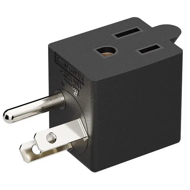 Alt view image 5 of 7 - 90 Degree NEMA 5-15P to 5-15R Adapter, Plugrand Angled 3Prong Power Plug | ETL Listed Right Angle USA 3-Prong Male to Female Adapter, 90 Degree 5-15P Space Save Converter Black PA-0170R45